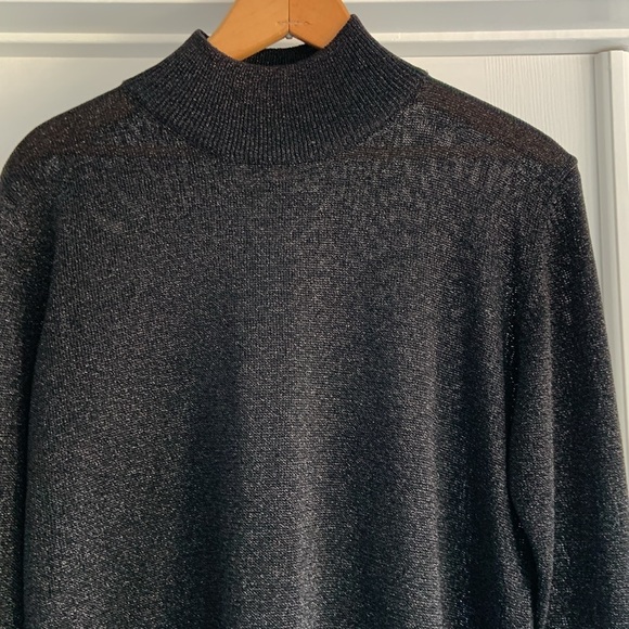 Cache sheer black sparkly long sleeve pullover size   Medium - Picture 2 of 5